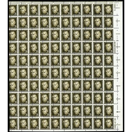 1289, MNH 20¢ MASSIVE Perf Shift Freak Error Sheet of 100 Stamps - Stuart Katz