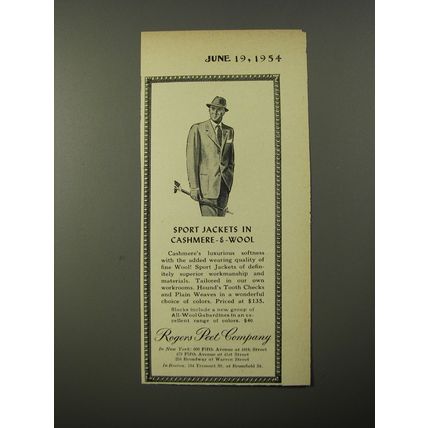 1954 Rogers Peet Company Sport Jacket Advertisement