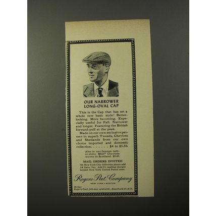 1954 Rogers Peet Company Long-Oval Cap Advertisement