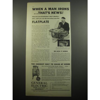 1932 General Electric Flatplate Ironer and Activator Washer Advertisement