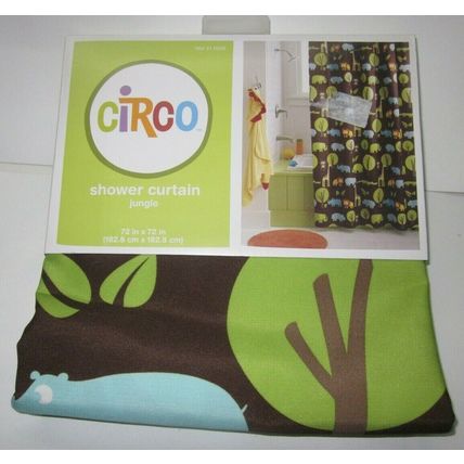 Circo Kids Shower Curtain 72 x 72 monkey giraffe elephant rino lion Jungle