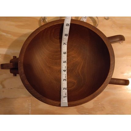 Woodcroftery Wheel Barrow Wood Bowl 14" Long Signed MCM Display Nuts Candy