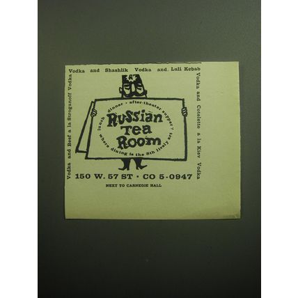 1958 Russian Tea Room Restaurant Advertisement