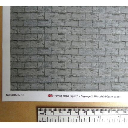 Dalles de pavage (vieillies) en papier – calibre O échelle 1:48 – feuille A4