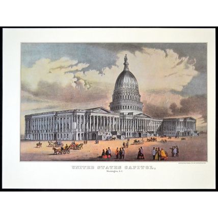 UNITED STATES CAPITOL 1952 Nathaniel Currier - James Merritt Ives PRINT