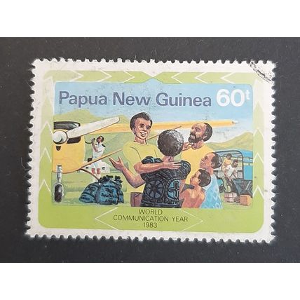 Papua New Guinea: 1983 - World Communication Year - 60T Airport - Used Stamp