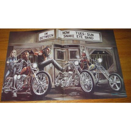 1979 David Mann Illustration - In Between Now Tues-Sun Snake Eye Band