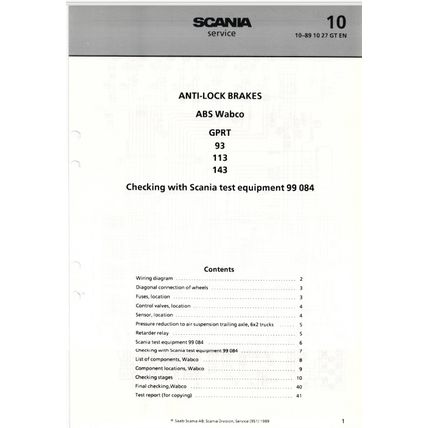 Scania Trucks ABS Wabco Checking With Scania Test Equipment 89 10891027GTEN PDF