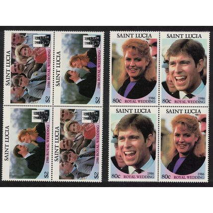 St. Lucia Prince Andrew Royal Wedding Blocks of 4 1986 MNH SG#890-893