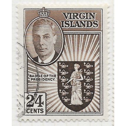 VIRGIN ISLANDS BRITISH 1952 KG6 COLONY BADGE 24c USED SG143