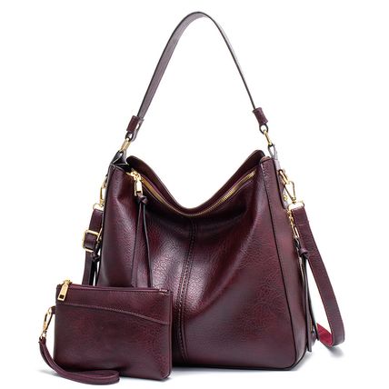 Women Fashion Shoulder Designer Purses and Handbags Two Piece Purple