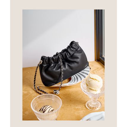 Genuine Soft Leather Hobo Handbags Black