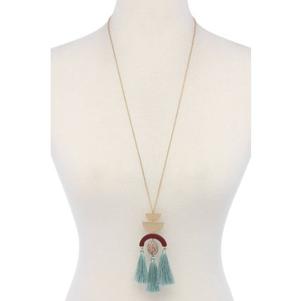 New Half Circle Metal Tassel Pendant Necklace