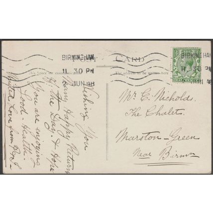 King Edward VII Memorial, Birmingham, 1914 - WH Day RP Postcard