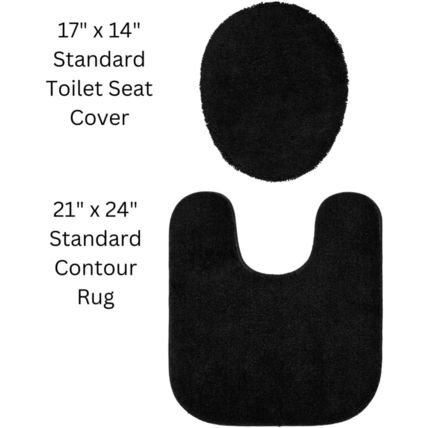 Garland Rug Traditional Nylon Washable Navy 4 Piece Set - Lid, Contour, 2 Bath R
