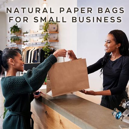 16X6X12 Inch 100 Pcs Kraft Paper Bags with Handles Bulk, Kraft Shopping Bags, Br