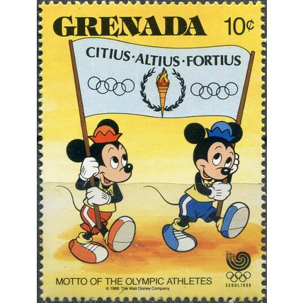 Grenada. 1988. Morty and Ferdie carrying banner with Olympic motto (MNH **) Stam