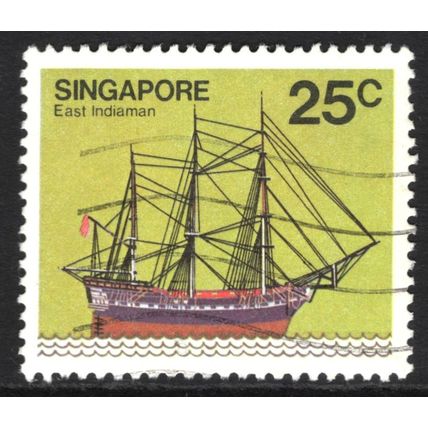 SINGAPORE 1980: SHIPS - 25c EAST INDIAMAN USED (G21)