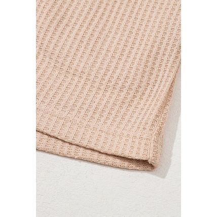 Light French Beige Cactus Forest Waffle Half Sleeve Tee Short Set