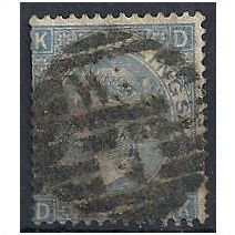 1867 SG119 2/- Deep Blue Used Check Letters "DK" - a few blunt perfs.