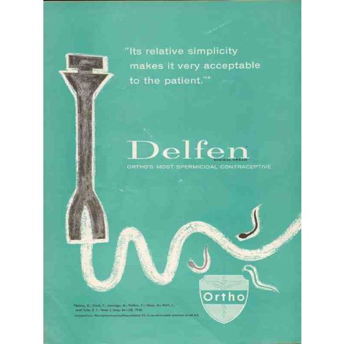ortho pharmaceutical 1959 delfen spermicidal jelly medical vintage ad