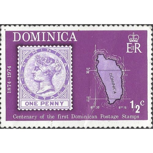 DOMINICA, 100 years Dominican stamps, violet 1974, ½c