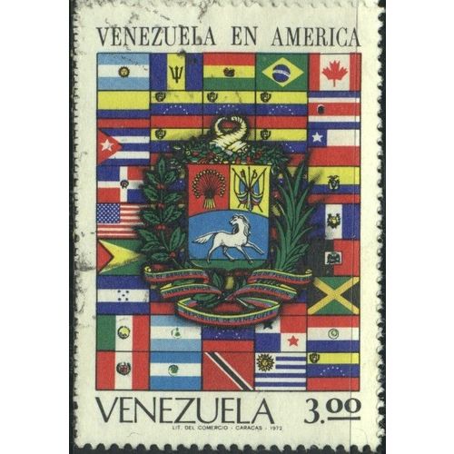 Venezuela 1972 - SG2186 - 3b multi - Arms Of Venezuela & National Flags - used