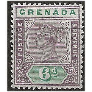 Grenada 1895 SG53 6d Mauve & Green Light Mounted Mint . ..