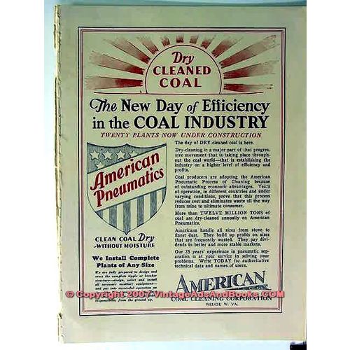 AMERICAN COAL CLEANING CORP 1928 mining pneumatic dry clean vintage ad