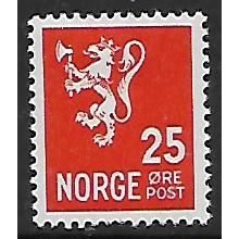 NORWAY 1937 NEW LION 25 ORE RED SG 289A M/ MINT