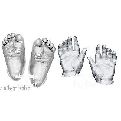 New Large Baby Casting Kit Silver Hand Foot Casts Christening Gift Black Frame