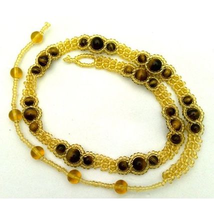 Golden Tiger Eye Beaded Daisy Chain Gemstone Choker Necklace