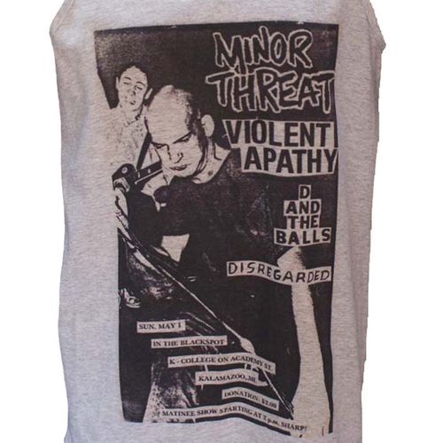 Minor Threat Punk ROCK Hardcore Festival Graphic T shirt Vest Grey Large L