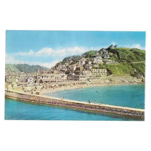 THE BEACH, LOOE, CORNWALL unused vintage postcard =