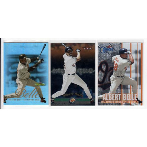 THREE 2000 Fleer Albert Belle cards Showcase #28, Mystique #44, Gamers #34-Lot