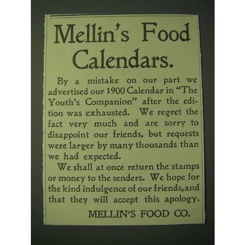 1900 Mellin's Food Ad - Calendars