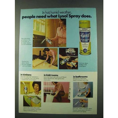 1974 Lysol Spray Ad - In Hot, Humid Weather
