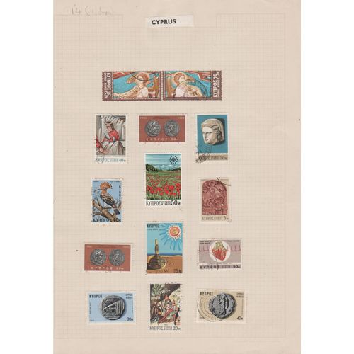 Cyprus page of 14 with Gabriel Byzantine fresco & ancient coins