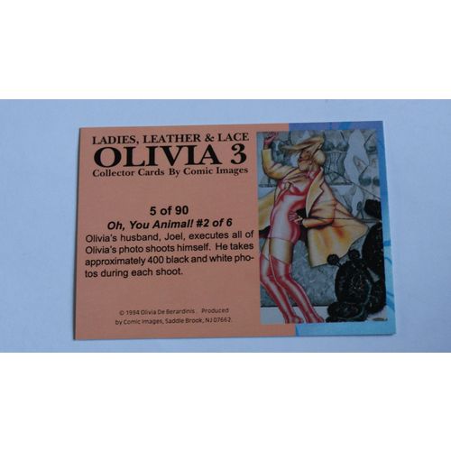 Olivia 3 Ladies, Leather & Lace Base trading card # 5 (A) 1994, Comic Images