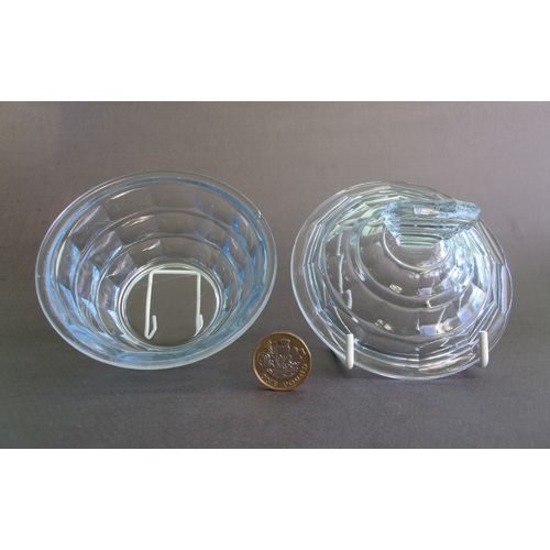 Art Deco German Walther & Sohne "Mary" Powder Bowl in Blue Glass.