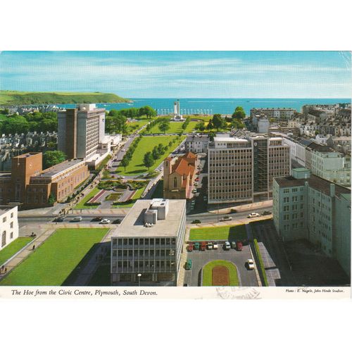 6x4 Continental size printed postcard Hoe from Civic Centre Plymouth Devon