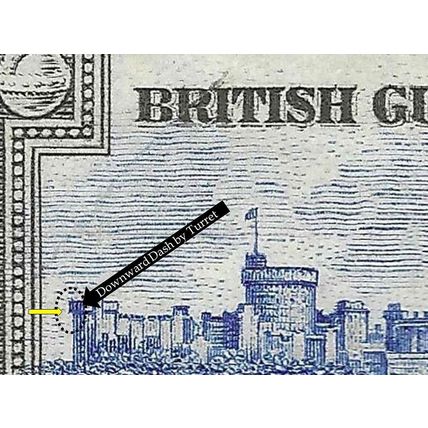 1935 KGV SILVER JUBILEE - BRITISH GUIANA 2c SG301 DOWNWARD DASH BY TURRET - MINT