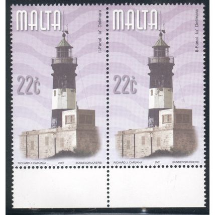 Malta 2001 - Delimara Lighthouse x2 - mint