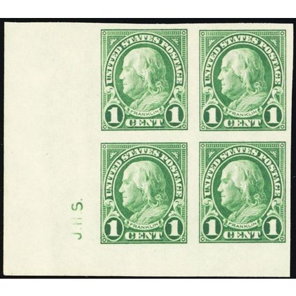 575, Superb NH 1¢ Block With J.H.S. Sideographer Initials - Stuart Katz