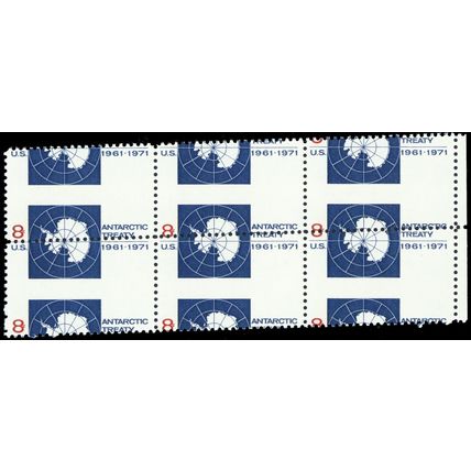1431, Unused 8¢ Diagonal Misperforation Error Block of Six - Stuart Katz