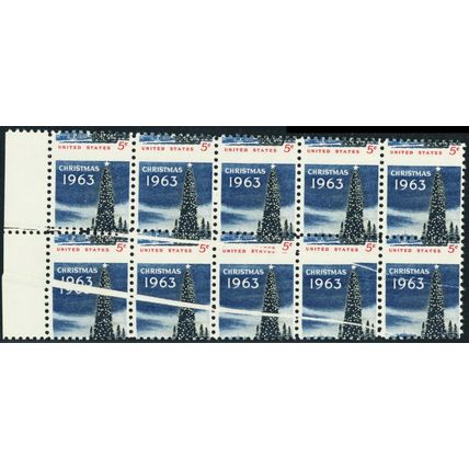 1240, Mint NH 5¢ Misperf And Pre Printing Paper Fold Block Error - Stuart Katz