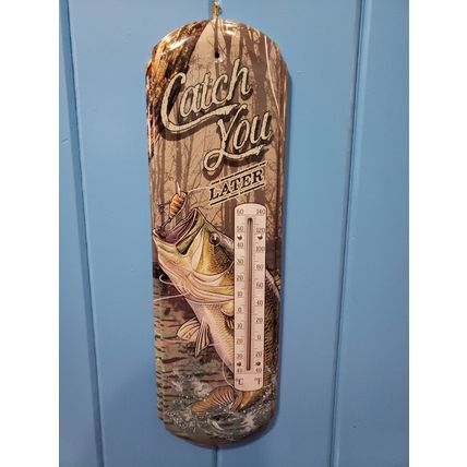 "Catch You Later" - Retro Large Metal Thermometer - Indoor/Outdoor