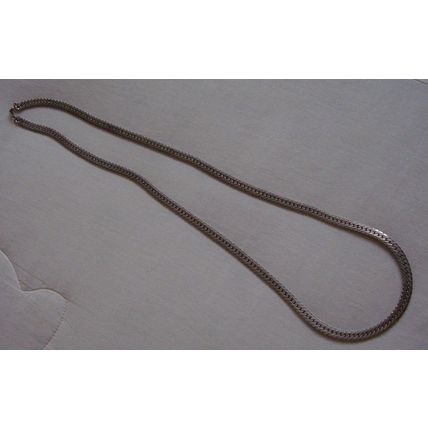 Vintage Necklace Silver Flat Link Textured Tyre Track Articulated 30" Chain