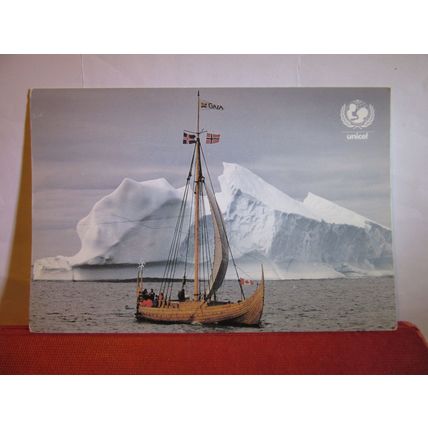 UNICEF. boat GAIA iceberg unused postcard advertising #