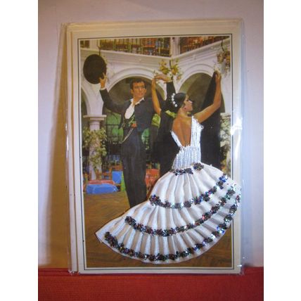 SPANISH DANCERS in a silk dress? , SPAIN unused postcard with envelope =